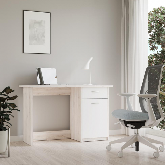 Birou BALIOS - BOSB211-T19, stejar nisipiu + alb, 123x50x77,7 cm - ExpoMob [2]