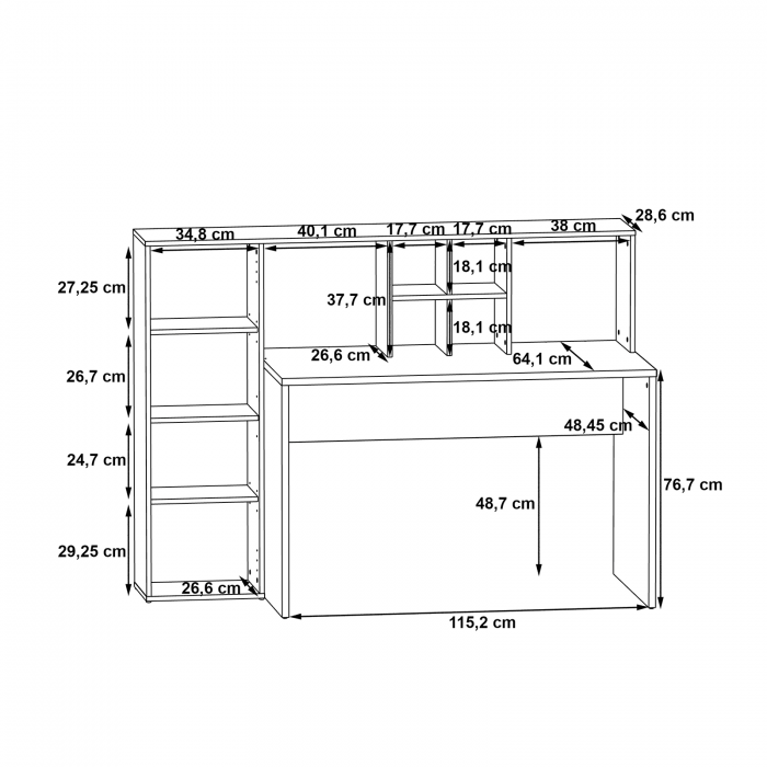 Birou ERIADRU - LERBB351-C979, stejar artisan + alb, 158x66x116 cm - ExpoMob [7]