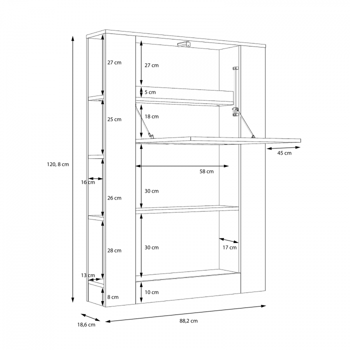 Birou multifunctional MFF2004-L120 - alb, 88,2x18,6x120,8 cm - ExpoMob [8]