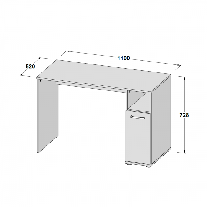 Birou NIKO - CPLB21N-M593, lemn vechi santiago + alb, 110x52x72,8 cm - ExpoMob [2]