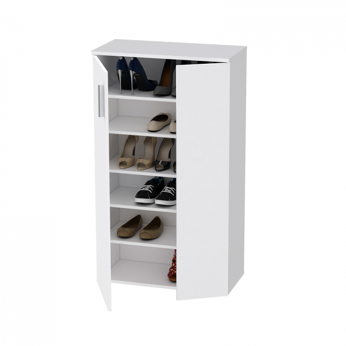 Pantofar BOOTS, cu 2 usi, 6 rafturi, stejar sherwood + alb, 68,9x34,1x120,4 cm - ExpoMob [4]