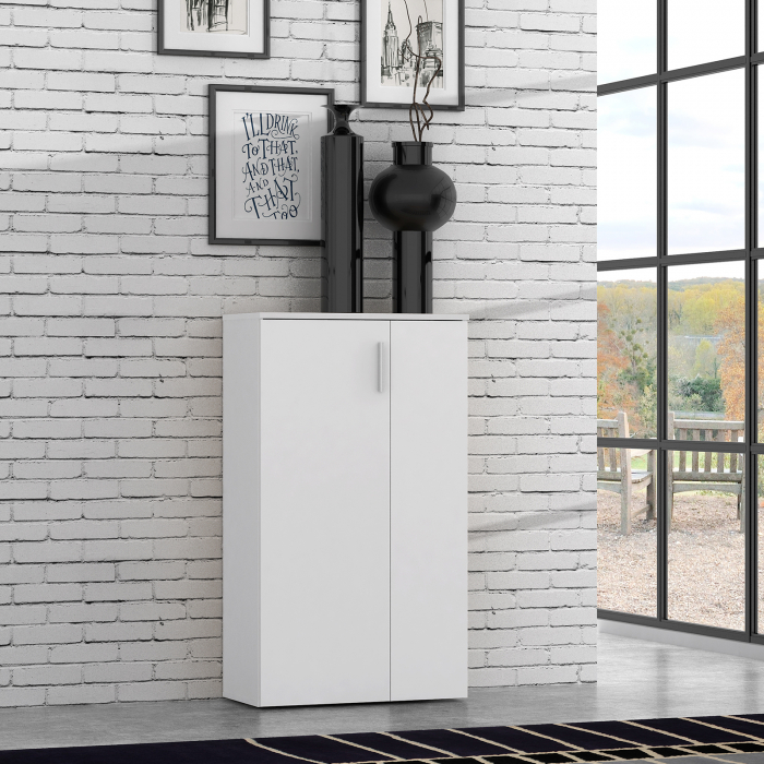 Pantofar BOOTS, cu 2 usi, 6 rafturi, stejar sherwood + alb, 68,9x34,1x120,4 cm - ExpoMob [7]