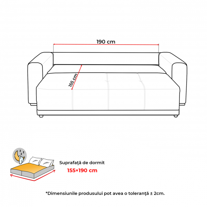 Canapea BERNA extensibila, 3 locuri, cu arcuri si lada depozitare, 238x108x77 cm - ExpoMob [8]