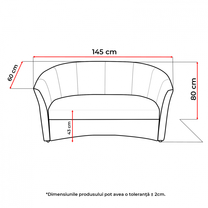 Canapea CAFENEA fixa, 2 locuri, piele ecologica, 145x60x80 cm - ExpoMob [6]