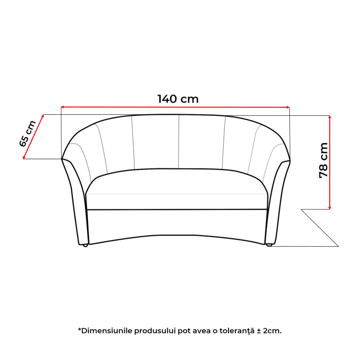 Canapea CAF PRINT fixa, 2 locuri, 140x65x78 cm - ExpoMob [5]