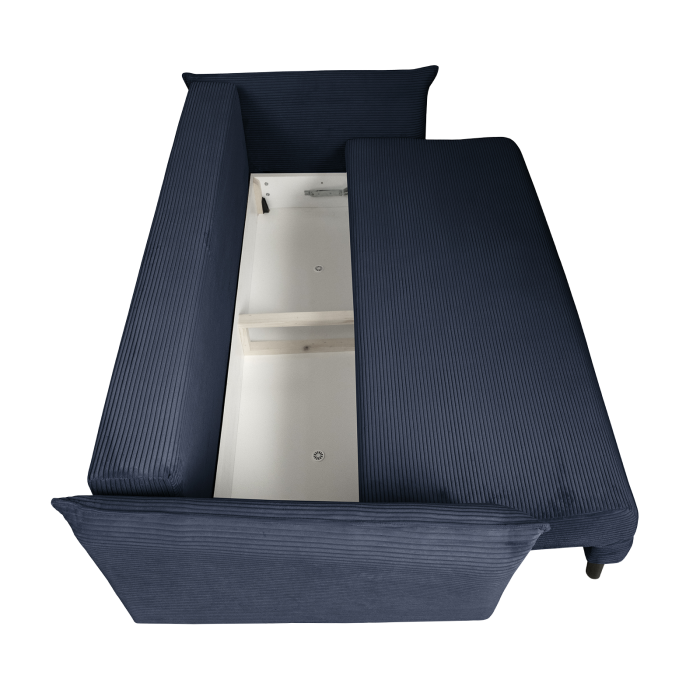 Canapea CAMILLE extensibila, 3 locuri, cu arcuri si lada depozitare, albastru, 238x115x95 cm [5]