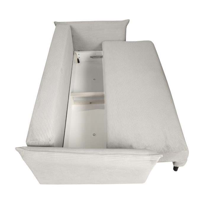 Canapea CAMILLE extensibila, 3 locuri, cu arcuri si lada depozitare, bej deschis, 238x115x95 cm [5]