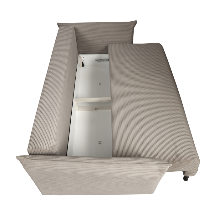 Canapea CAMILLE extensibila, 3 locuri, cu arcuri si lada depozitare, bej inchis, 238x115x95 cm [5]