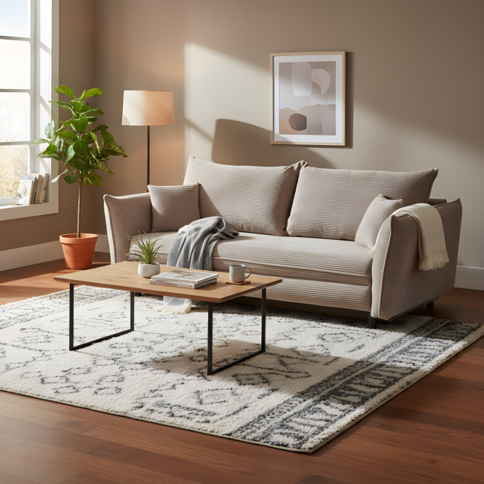 Canapea CAMILLE extensibila, 3 locuri, cu arcuri si lada depozitare, cappuccino, 238x115x95 cm [8]