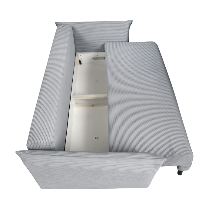 Canapea CAMILLE extensibila, 3 locuri, cu arcuri si lada depozitare, gri deschis, 238x115x95 cm [5]