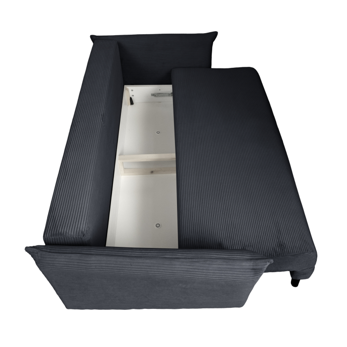 Canapea CAMILLE extensibila, 3 locuri, cu arcuri si lada depozitare, gri inchis, 238x115x95 cm [5]