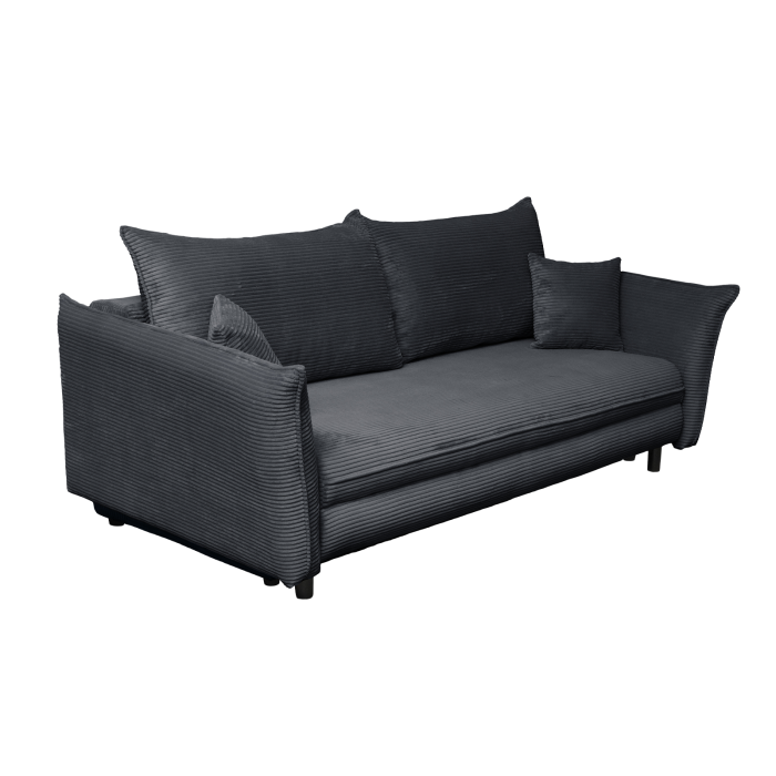 Canapea CAMILLE extensibila, 3 locuri, cu arcuri si lada depozitare, gri inchis, 238x115x95 cm [2]