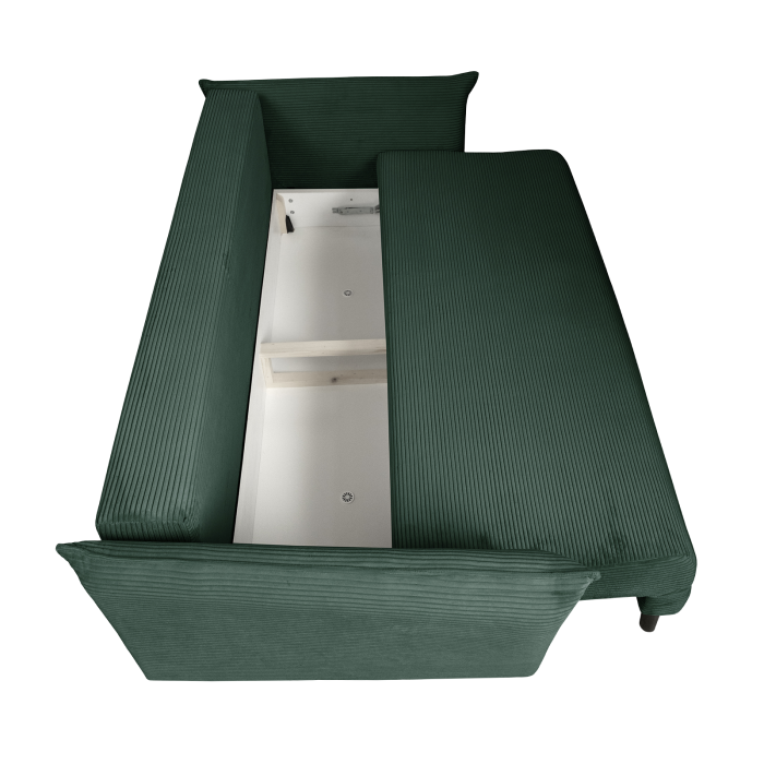Canapea CAMILLE extensibila, 3 locuri, cu arcuri si lada depozitare, verde smarald, 238x115x95 cm [5]