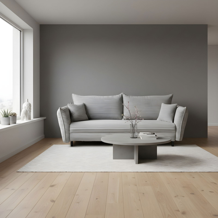 Canapea CAMILLE T extensibila, 3 locuri, cu arcuri si lada depozitare, gri deschis, 238x115x95 cm [8]