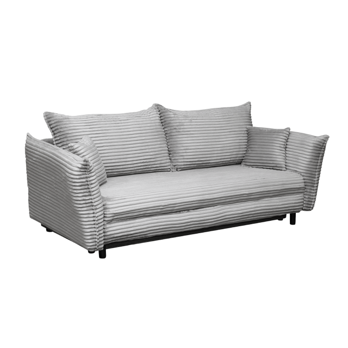 Canapea CAMILLE T extensibila, 3 locuri, cu arcuri si lada depozitare, gri deschis, 238x115x95 cm [2]