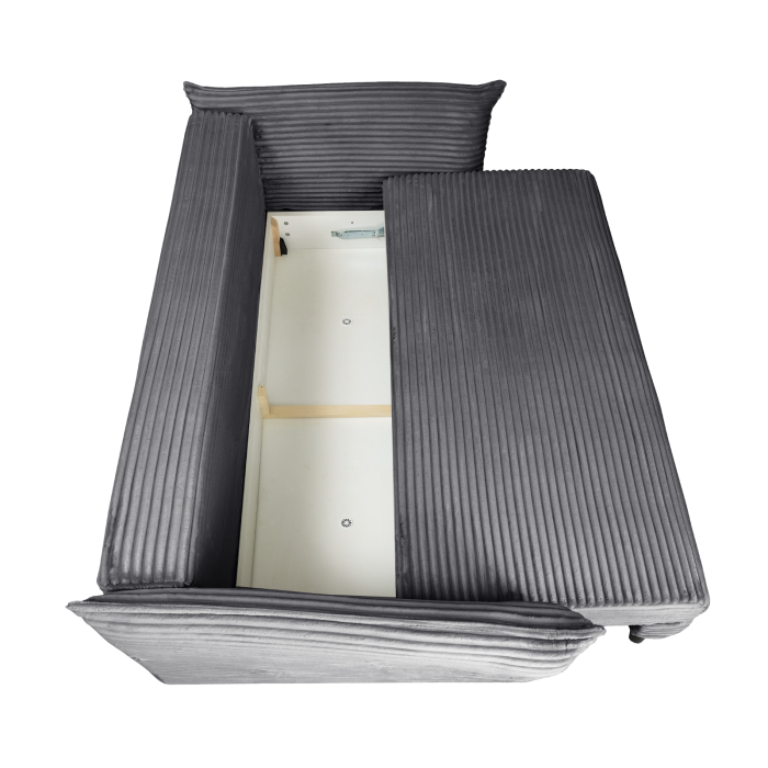 Canapea CAMILLE T extensibila, 3 locuri, cu arcuri si lada depozitare, gri inchis, 238x115x95 cm [5]