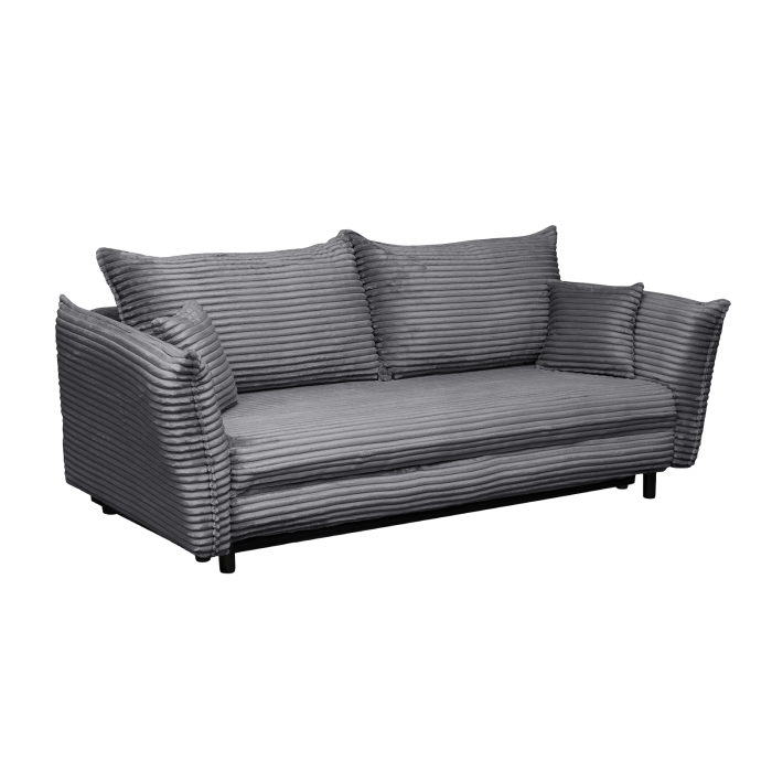 Canapea CAMILLE T extensibila, 3 locuri, cu arcuri si lada depozitare, gri inchis, 238x115x95 cm [2]