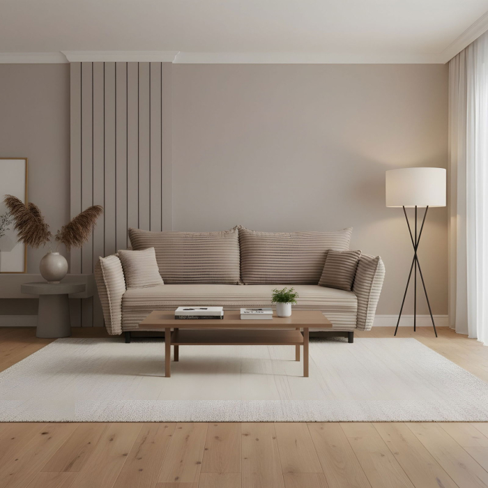 Canapea CAMILLE T extensibila, 3 locuri, cu arcuri si lada depozitare, maro, 238x115x95 cm [8]