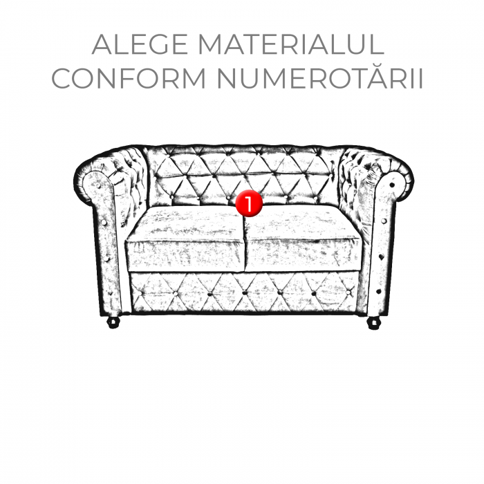 Canapea CHESTERFIELD fixa, 2 locuri, cu arcuri, 168x90x80 cm - ExpoMob [2]