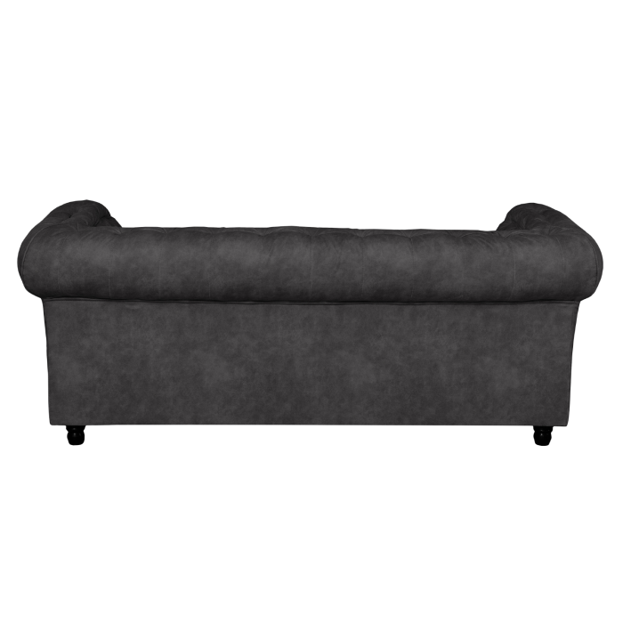 Canapea CHESTERFIELD fixa, 3 locuri, cu arcuri, gri inchis, 205x90x80 cm [3]