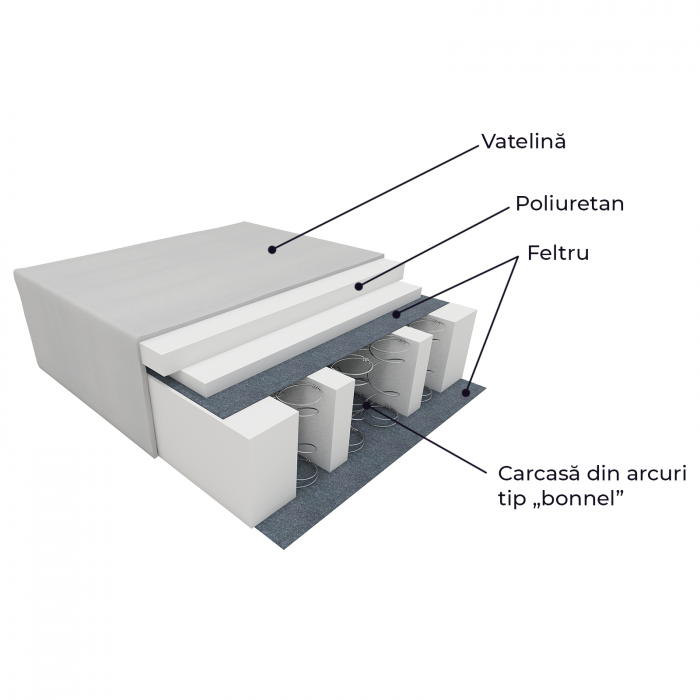Canapea CHESTERFIELD fixa, 3 locuri, cu arcuri, 205x90x80 cm - ExpoMob [6]
