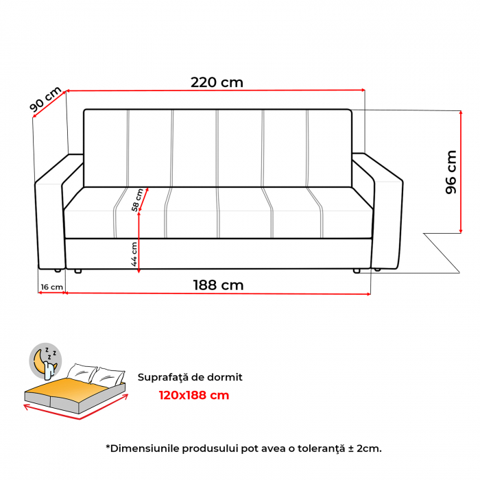 Canapea CORINNE II extensibila, 3 locuri, cu lada depozitare, 220x90x96 cm - ExpoMob [9]