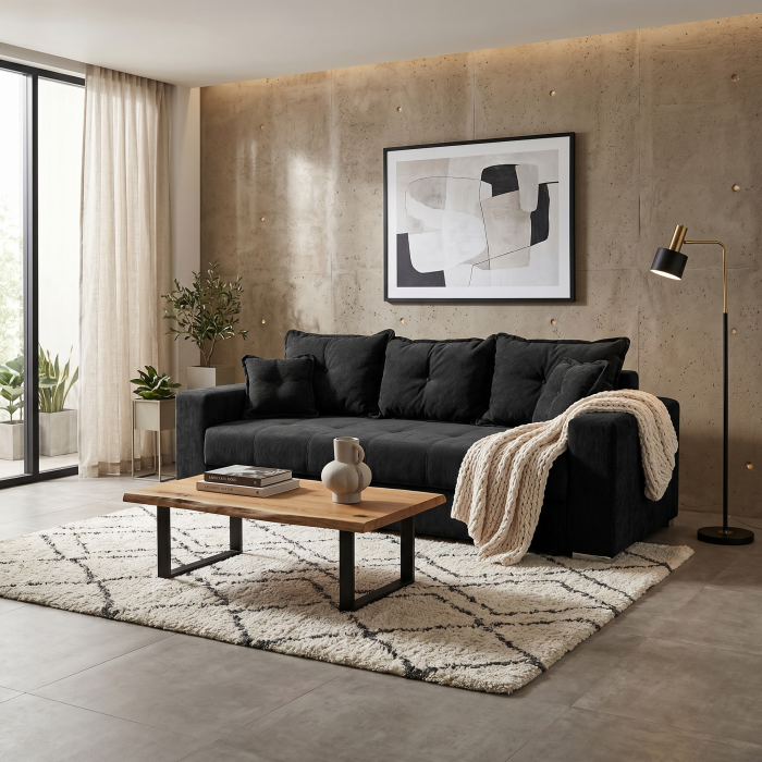Canapea extensibila ARI235, 3 locuri, cu arcuri, antracit, 235x110x77 cm [2]
