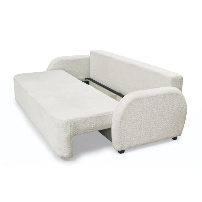 Canapea extensibila NOVA, 3 locuri, cu arcuri si lada depozitare, alb, 226x103x90 cm [5]