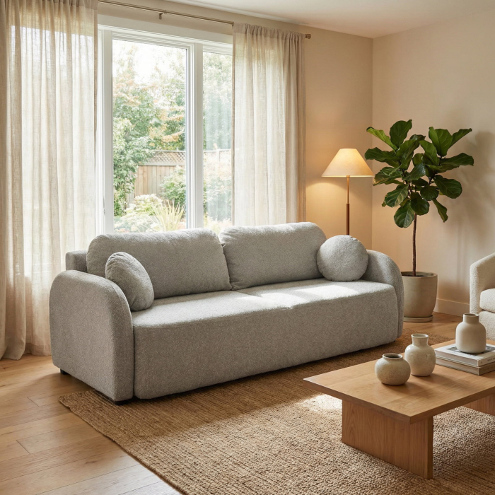 Canapea extensibila NOVA, 3 locuri, cu arcuri si lada depozitare, gri, 226x103x90 cm [2]