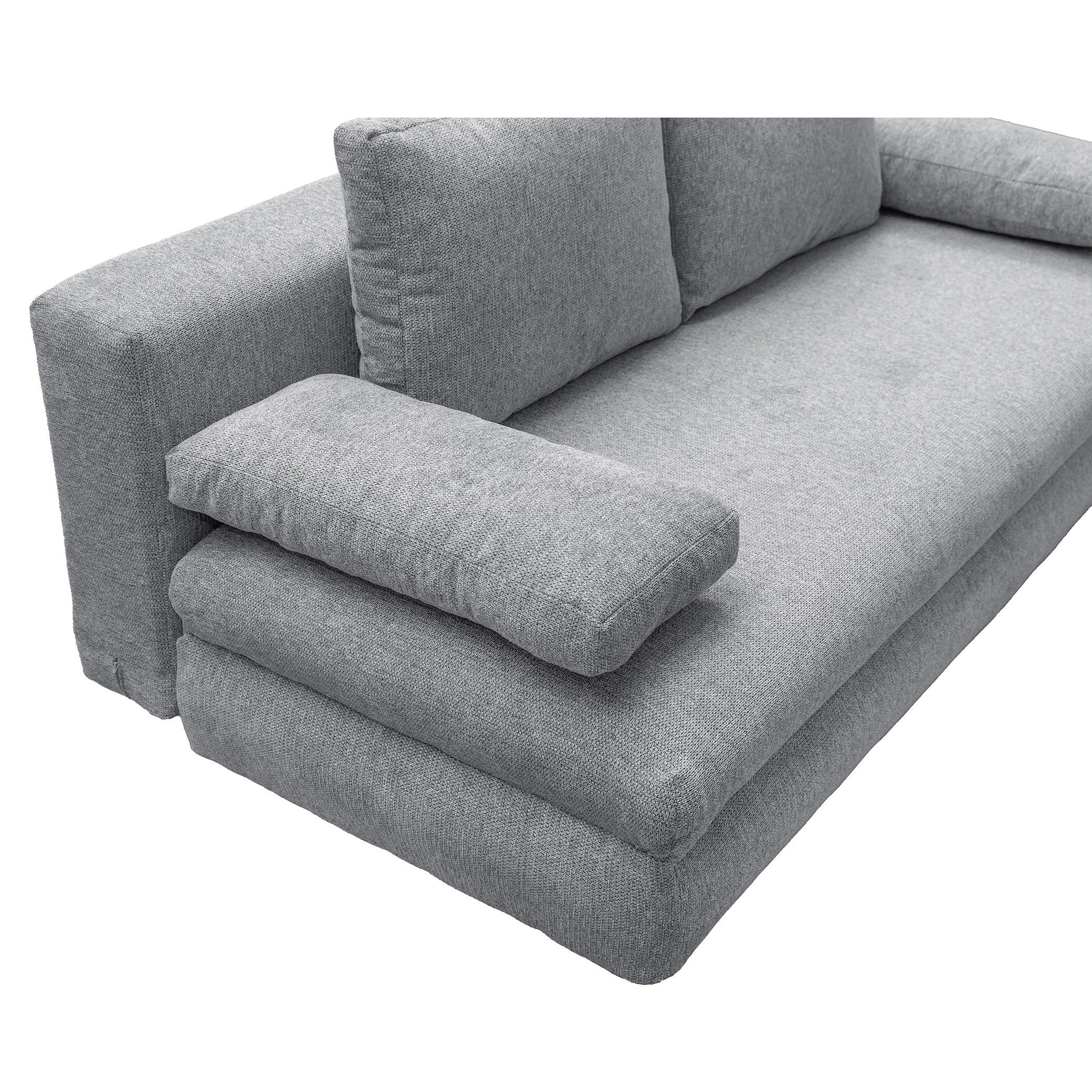 Canapea extensibila OLIMP, 3 locuri, cu arcuri si lada depozitare, gri deschis, 203x100x85 cm [7]