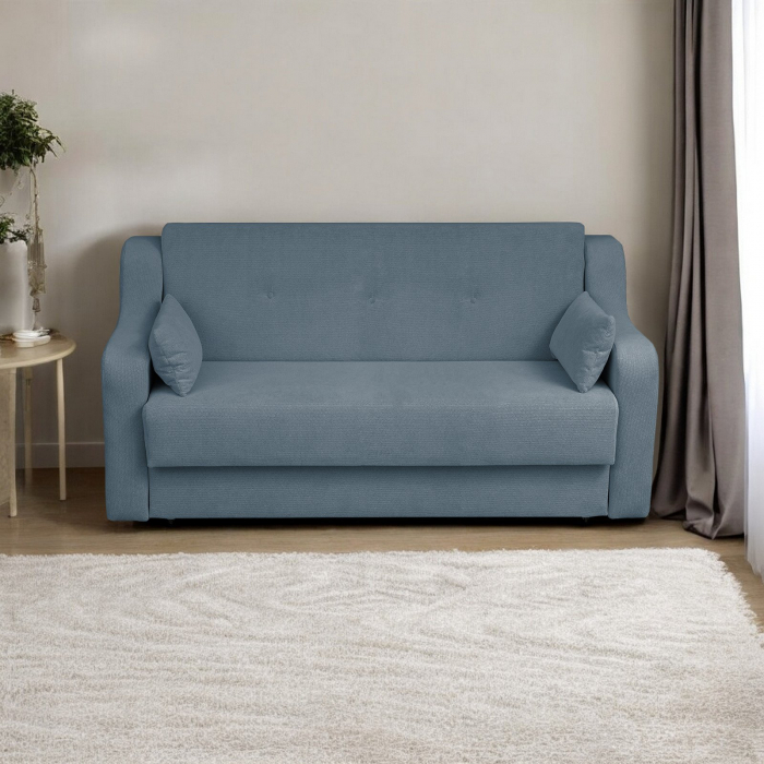 Canapea GINA XL II extensibila, 3 locuri, cu arcuri si lada depozitare, albastru deschis, 190x100x95 cm [5]