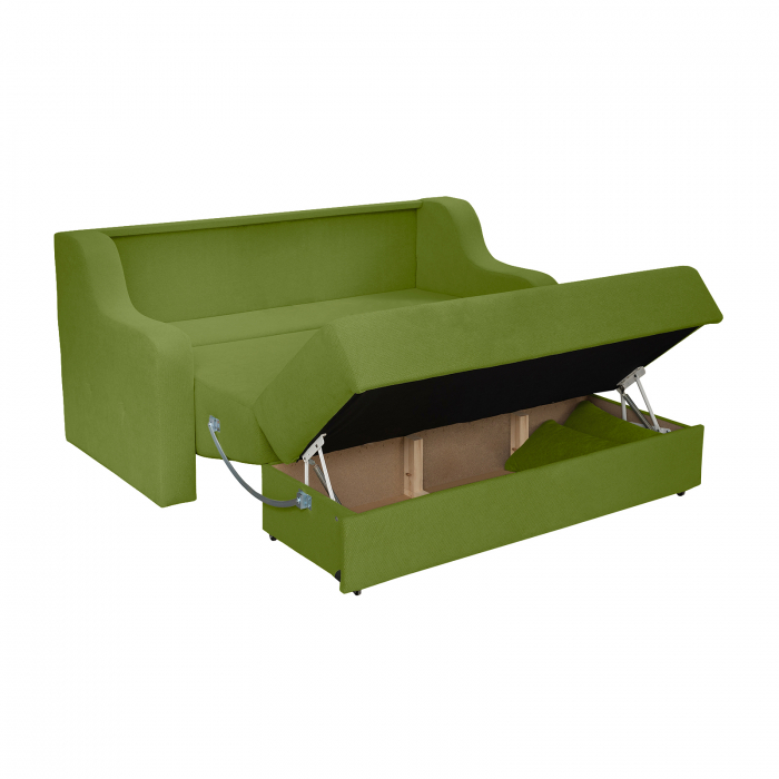 Canapea GINA XL II extensibila, 3 locuri, cu arcuri si lada depozitare, verde deschis, 190x100x95 cm [3]