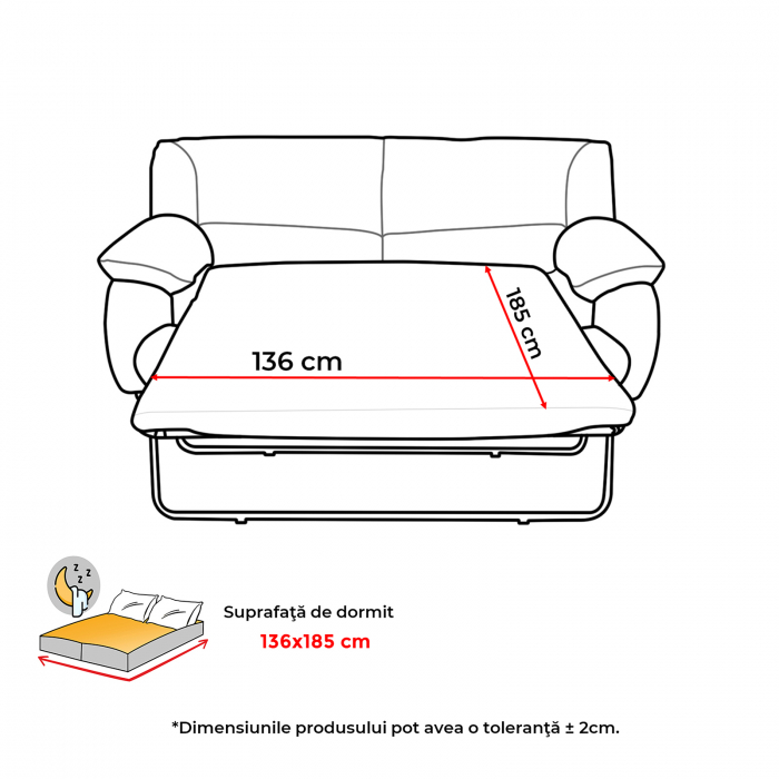Canapea LUXOR 3L extensibila, 3 locuri, maro, 215x95x95 cm - ExpoMob [5]