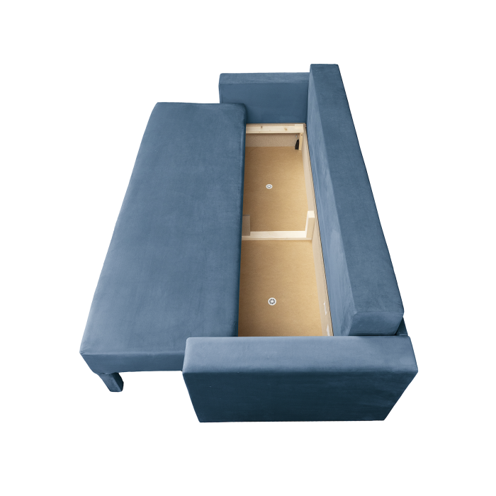 Canapea NICO II extensibila, 3 locuri, cu arcuri si lada depozitare, albastru, 220x85x75 cm [4]