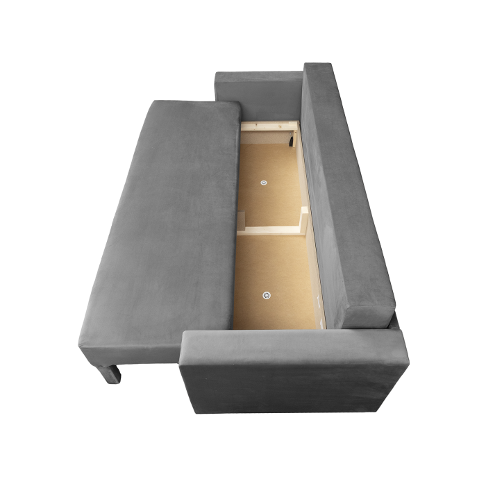 Canapea NICO II extensibila, 3 locuri, cu arcuri si lada depozitare, gri deschis, 220x85x75 cm [4]