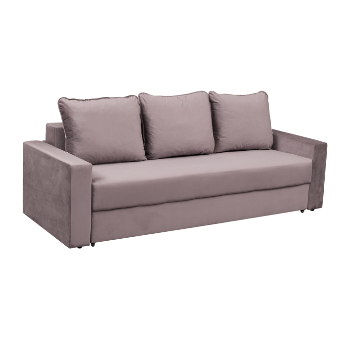 Canapea NICO II extensibila, 3 locuri, cu arcuri si lada depozitare, roz pudra, 220x85x75 cm [2]