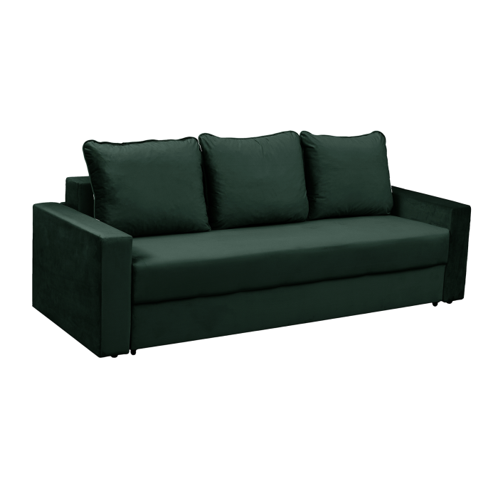 Canapea NICO II extensibila, 3 locuri, cu arcuri si lada depozitare, verde inchis, 220x85x75 cm [2]