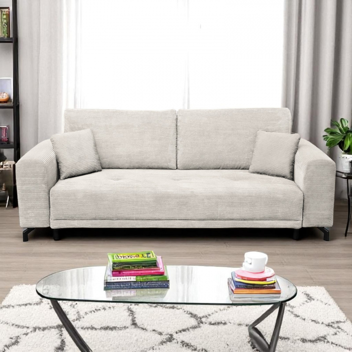 Canapea VEGA extensibila, 3 locuri, cu arcuri si lada depozitare, 237x110x73 cm - ExpoMob [5]