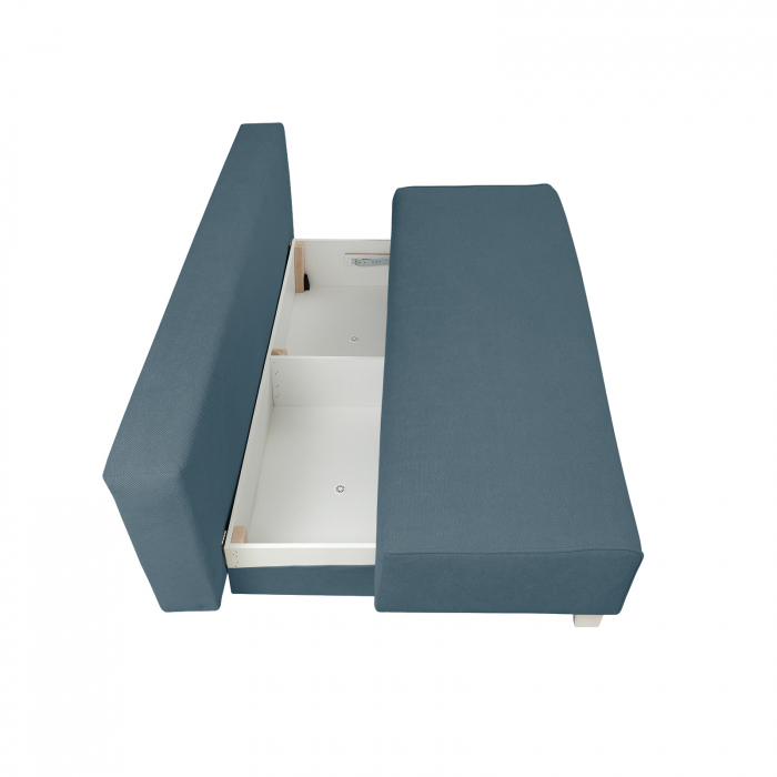 Canapea YASMIN II extensibila, 3 locuri, cu arcuri si lada depozitare, albastru deschis, 190x100x90 cm [4]