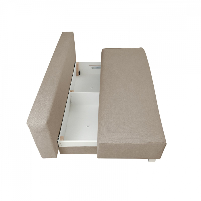 Canapea YASMIN II extensibila, 3 locuri, cu arcuri si lada depozitare, crem, 190x100x90 cm [4]