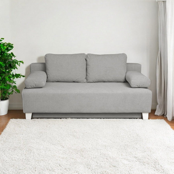 Canapea YASMIN II extensibila, 3 locuri, cu arcuri si lada depozitare, gri deschis, 190x100x90 cm [7]