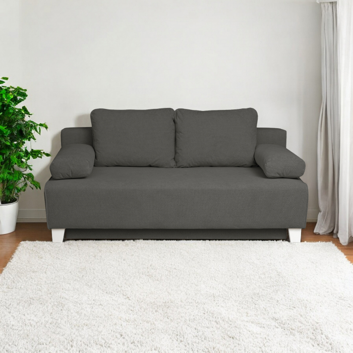 Canapea YASMIN II extensibila, 3 locuri, cu arcuri si lada depozitare, gri inchis, 190x100x90 cm [7]