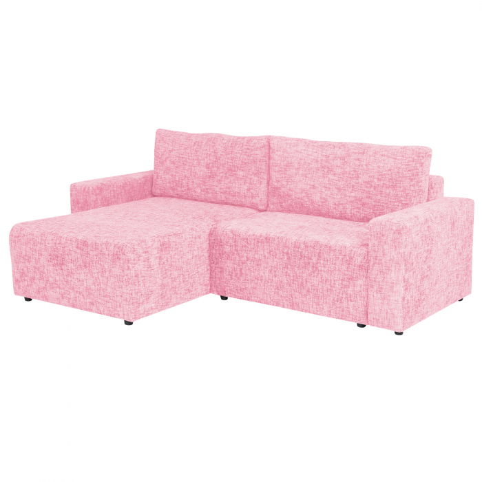 Coltar DALLAS ONE extensibil, cu lada depozitare, colt interschimbabil, roz, 258x173x90 cm [2]