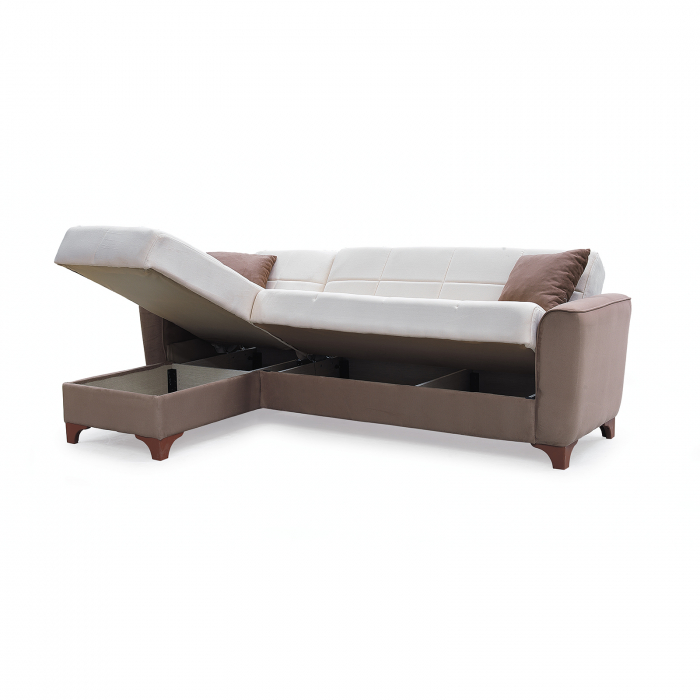 Coltar DUBLIN extensibil, cu lada depozitare, colt interschimbabil, gri, 236x146x80 cm - Expomob [3]