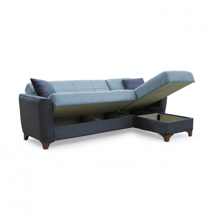 Coltar DUBLIN extensibil, cu lada depozitare, colt interschimbabil, gri, 236x146x80 cm - Expomob [4]