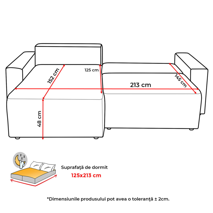 Coltar extensibil DALLAS ONE, cu lada depozitare, colt interschimbabil, antracit, 258x173x90 cm [8]