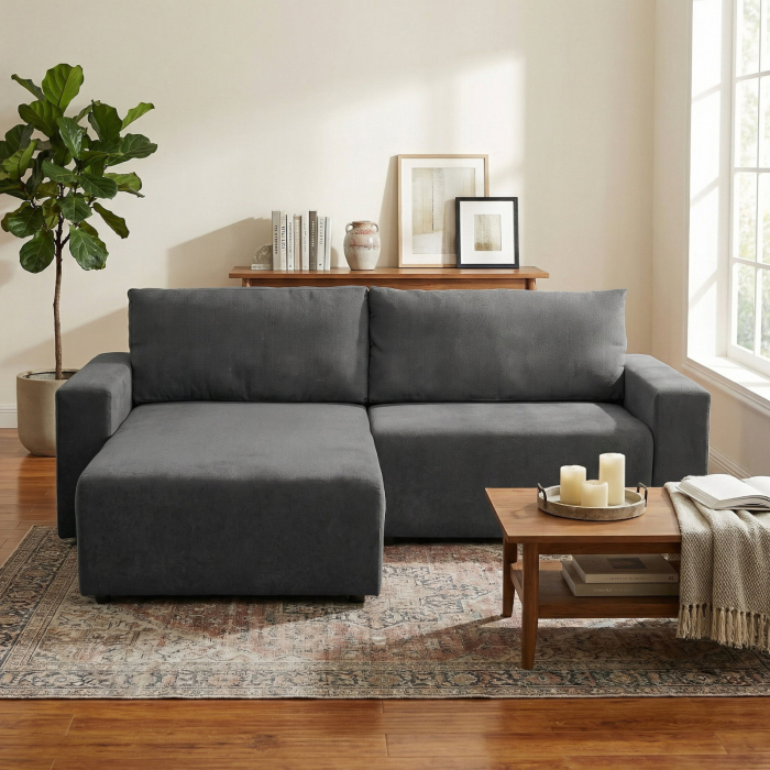 Coltar extensibil DALLAS ONE, cu lada depozitare, colt interschimbabil, gri, 258x173x90 cm [6]