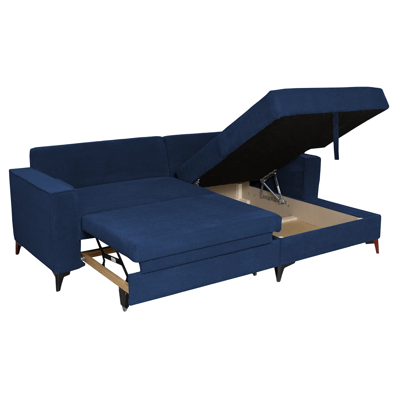Coltar extensibil FREDERIC, cu arcuri si lada depozitare, colt dreapta, albastru, 235x160x95 cm [5]