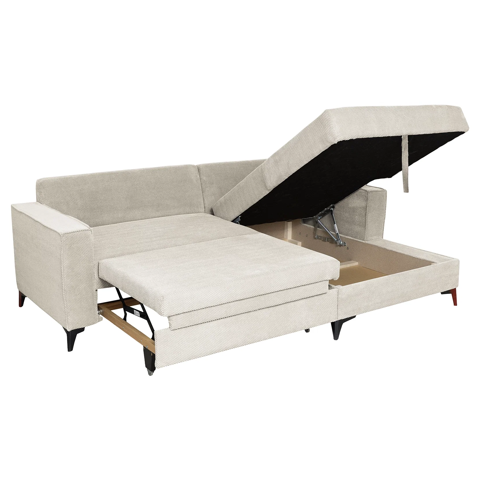 Coltar extensibil FREDERIC, cu arcuri si lada depozitare, colt dreapta, bej, 235x160x95 cm [5]