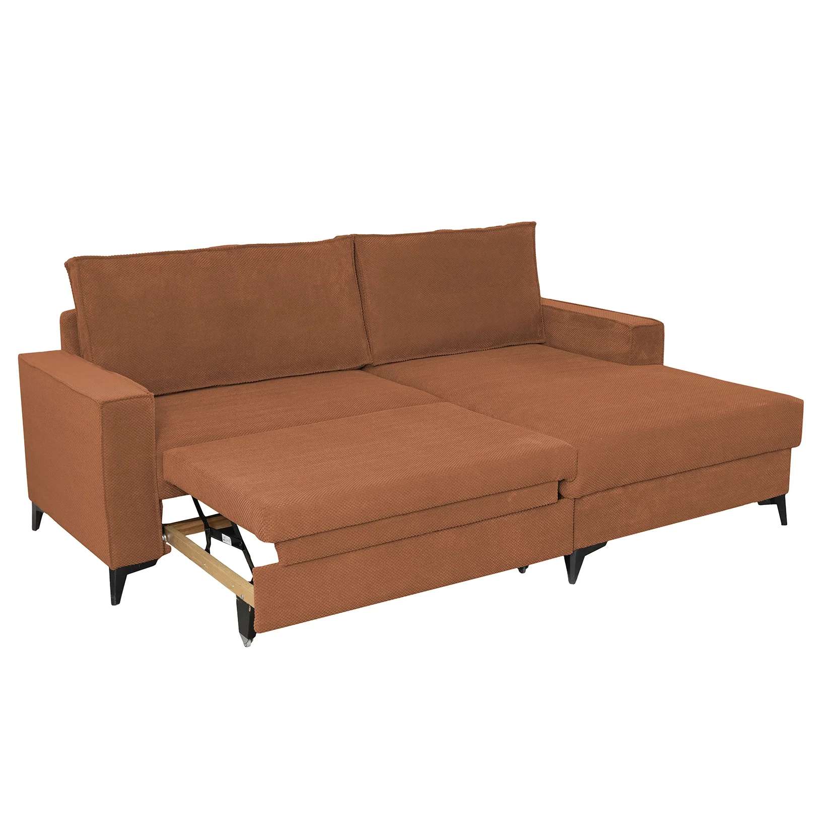 Coltar extensibil FREDERIC, cu arcuri si lada depozitare, colt dreapta, caramiziu, 235x160x95 cm [4]